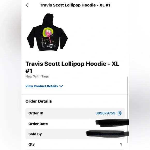 Travis Scott, utopia lollipop hoodie Black size Xlarge Graphic logo frontback